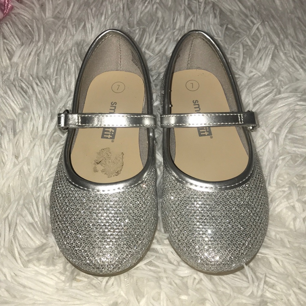 Girls Silver Flats